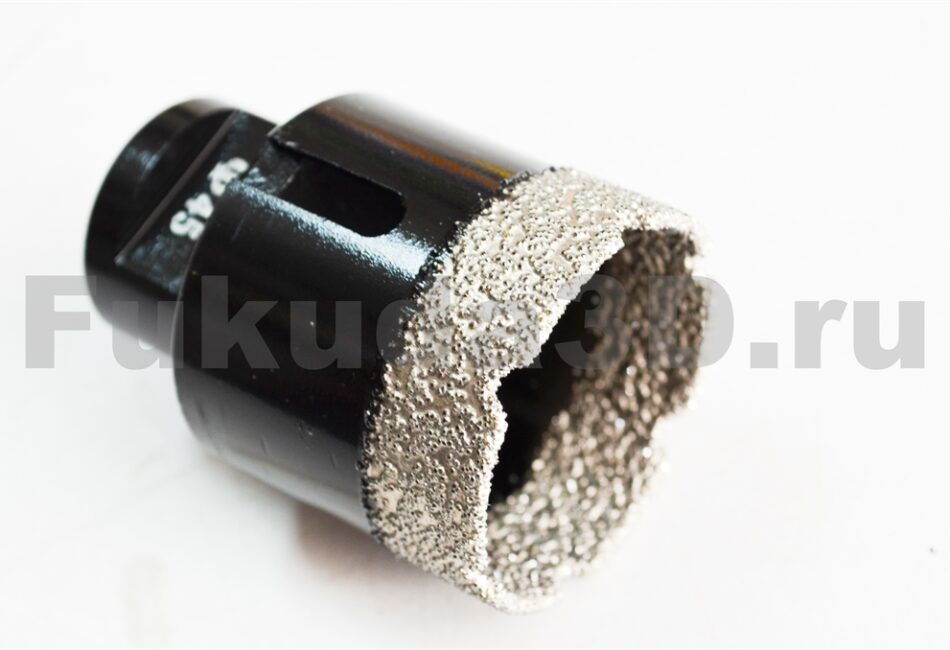 Алмазные коронки по керамограниту для сухого сверления с вакуумной пайкой 45 мм фото